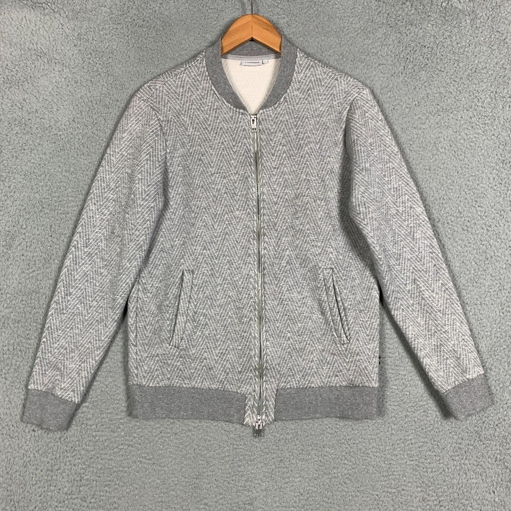J. Lindeberg Randall Cardigan Womens Large Grey Melange Zick Zack Quilt Full Zip